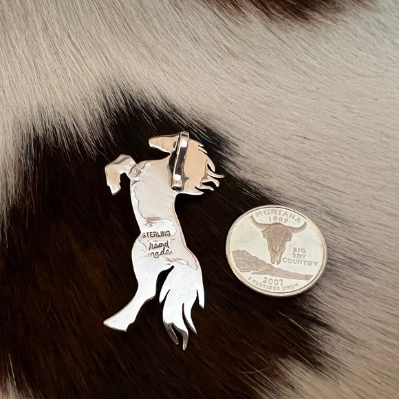 ❤️ Spiny Oyster Decorative Sterling Hand Stamped Statement Horse Pendant 2.22”L - Picture 8 of 12